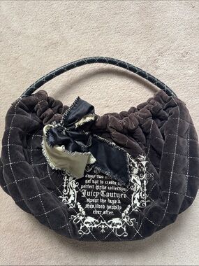Juicy Couture Chocolate Quilted Shoulder Bag with Bow Accent